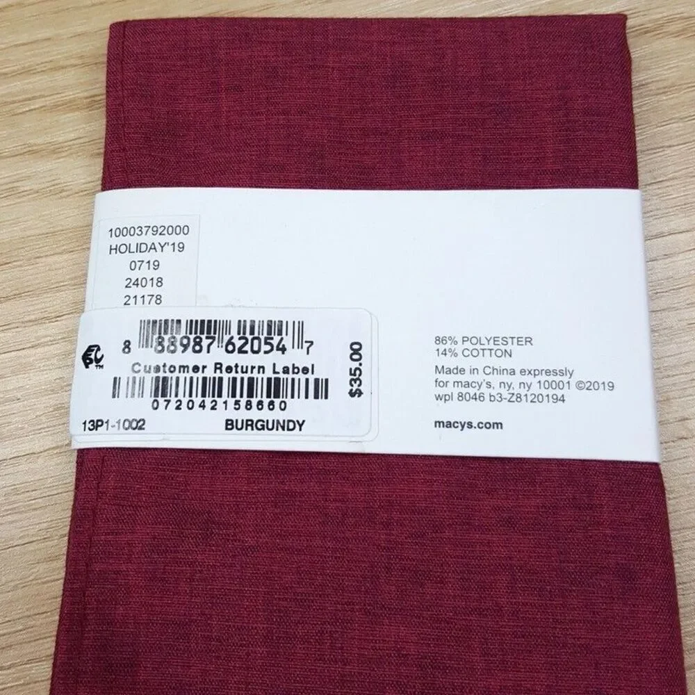 BAR lll Mens Pocket Square Burgundy Woven Cotton Blend